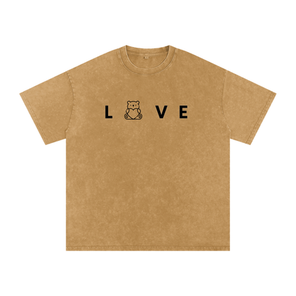 Acid Wash Oversize "LOVE" T-Shirt